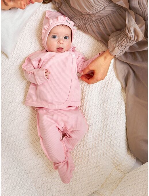 Штанишки ползунки Bebo с закрытыми ножками и широкой резинкой отличный вариант для новорожденных девочек и мальчиков, цвет Чайная роза