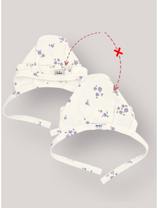 Чепчик Bebo с рюшами в рубчик, цвет Незабудки