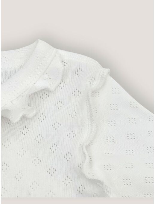 Ажурное боди Bebo на запах с крылышками, с антицарапоками цвет Молочный, Расцветка одежды: Молочный, Выбрать размер: 56, изображение 2