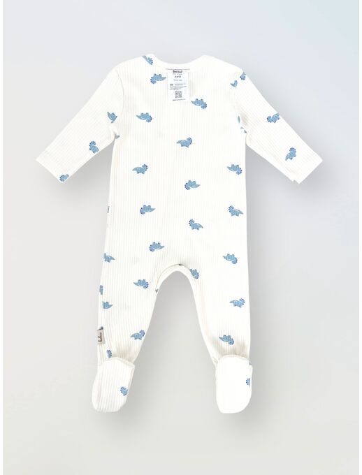 Нательный хлопковый комбинезон слип на молнии с закрытыми ножками и антицарапками, мини дино