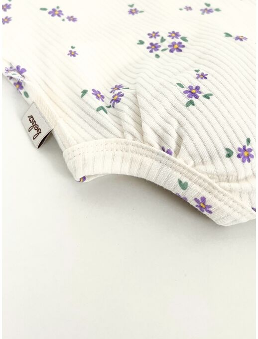 Нарядное боди-кимоно (на запах) с длинным рукавом и крылышками, незабудки