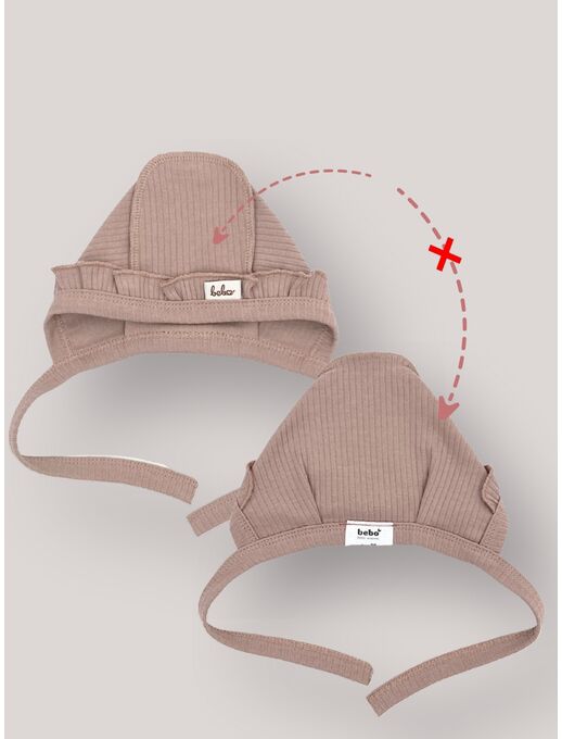 Чепчик Bebo с рюшами в рубчик, цвет Какао