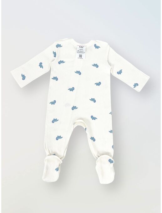 Нательный хлопковый комбинезон слип на молнии с закрытыми ножками и антицарапками, мини дино