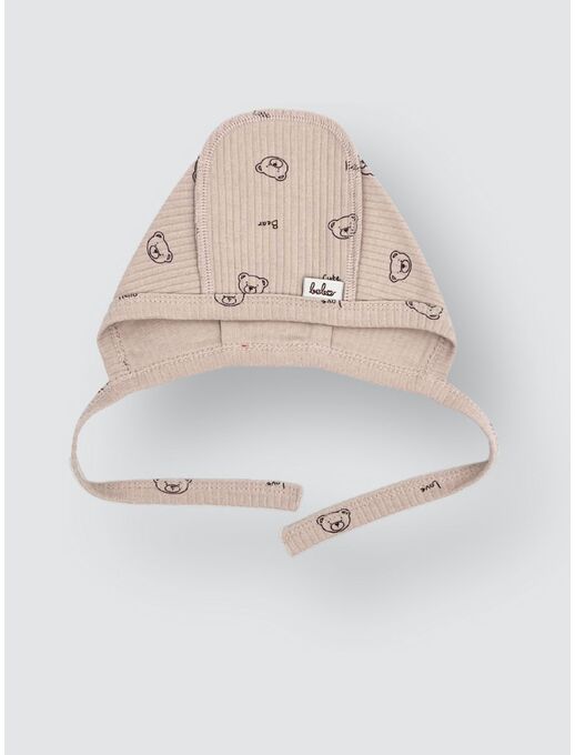 Чепчик Bebo в рубчик, шапочка для новорожденного, Мишки