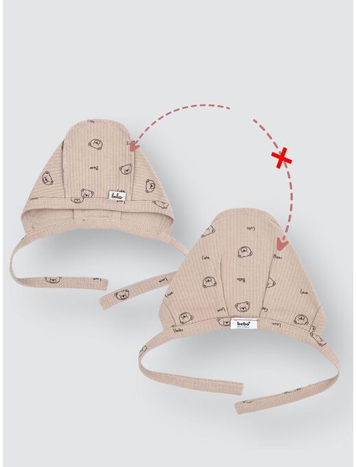Чепчик Bebo в рубчик, шапочка для новорожденного, Мишки