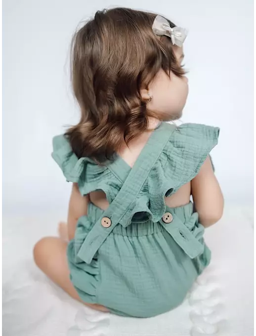 Ромпер муслиновый с крылышками на бретелях, Мятный