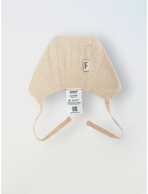 Чепчик из муслина для новорожденного Bebo, Светло-бежевый
