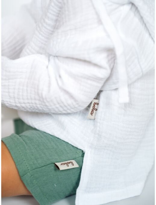 Худи туника из муслина с капюшоном для малышей, белый