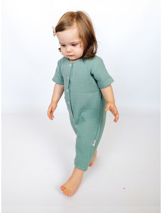 Муслиновый летний комбинезон песочник с для малышей и новорожденных детей, мятный