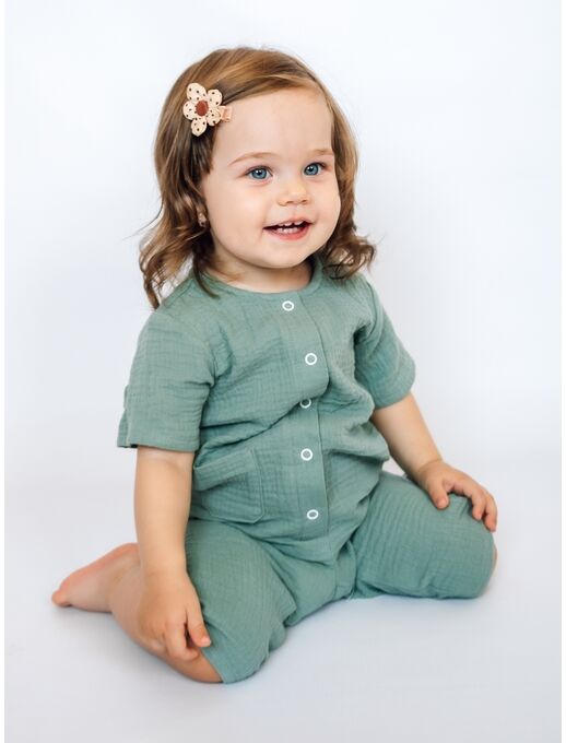 Муслиновый летний комбинезон песочник с для малышей и новорожденных детей, мятный