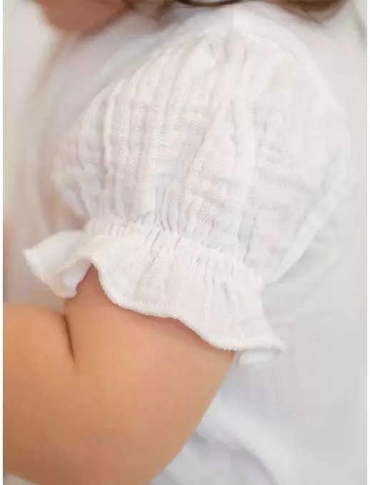 Муслиновая распашонка с коротким рукавом, белый