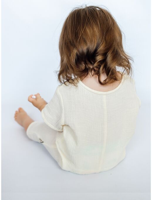 Муслиновый летний комбинезон песочник с для малышей и новорожденных детей, экрю