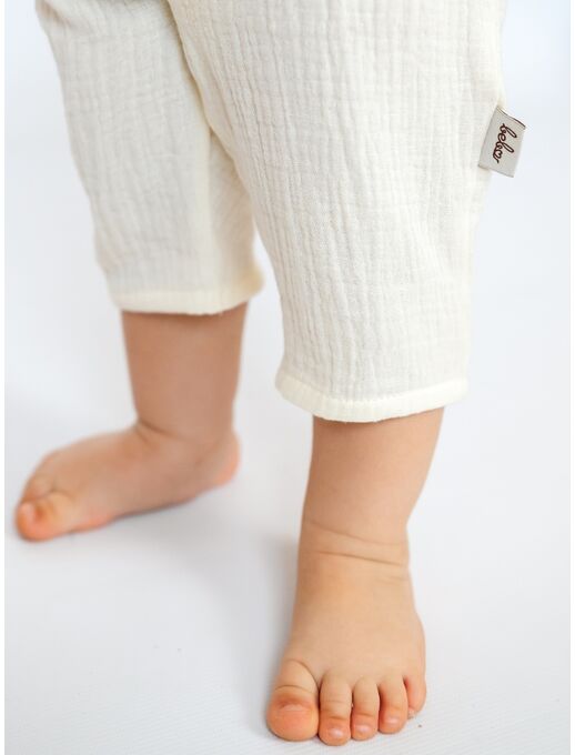 Муслиновый летний комбинезон песочник с для малышей и новорожденных детей, экрю