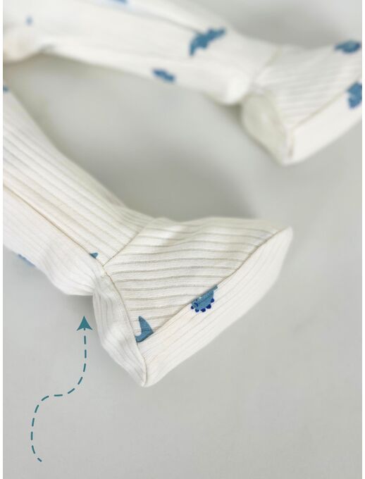 Нательный хлопковый комбинезон слип на молнии с закрытыми ножками и антицарапками, мини дино