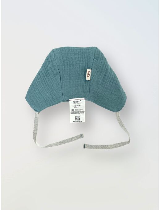 Чепчик из муслина для новорожденного Bebo, Морская волна