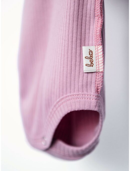 Нарядное боди-кимоно (на запах) с коротким рукавом и рюшами, лиловый