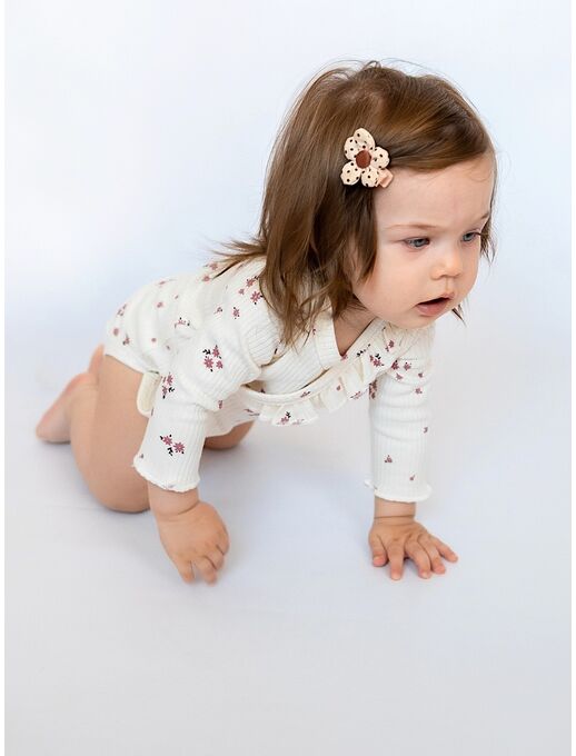 Нарядное боди кимоно (на запах) с длинным рукавом и рюшами, букетики