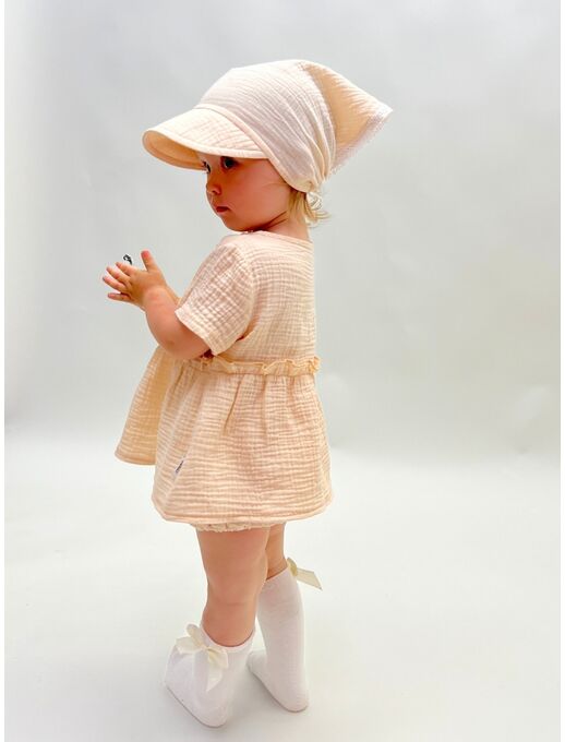 Муслиновая косынка с козырьком, Пудровый