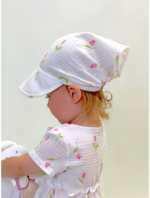 Муслиновая косынка с козырьком, Тюльпаны