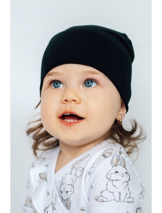Эластичная шапочка с с зарученым краем Bebo, Черный