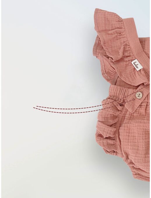 Муслиновый ромпер Bebo с для девочки на бретелях с крылышками, античная роза