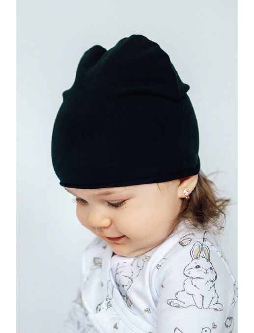 Эластичная шапочка с с зарученым краем Bebo, Черный