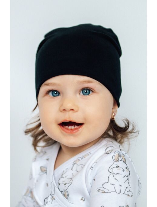Эластичная шапочка с с зарученым краем Bebo, Черный
