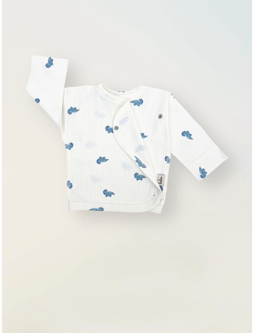 Удлиненная распашонка с глубоким запахом и антицарапками, Мини дино