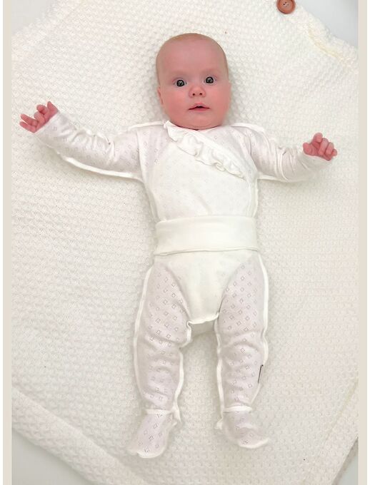 Ажурные штанишки ползунки Bebo с закрытыми ножками и широкой резинкой