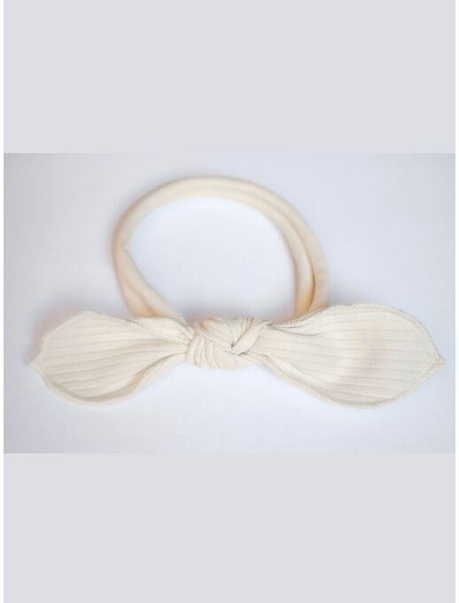 Повязка на голову для новорожденного с лепестком Bebo, Экрю размер 46-50, Расцветка одежды: Экрю, Выбрать размер: 40-44