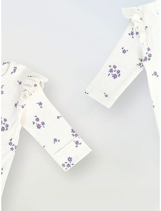 Нательный хлопковый комбинезон слип на молнии Bebo с закрытыми ножками и антицарапками, цвет незабудки