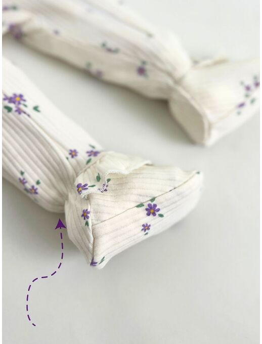 Нательный хлопковый комбинезон слип на молнии Bebo с закрытыми ножками и антицарапками, цвет незабудки