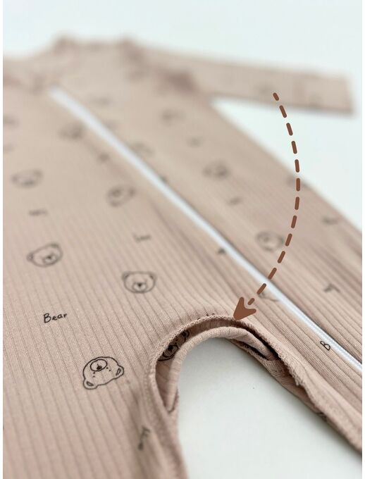 Нательный хлопковый комбинезон слип на молнии с закрытыми ножками и антицарапками для новорожденных и малышей Bebo, расцветка Мишки