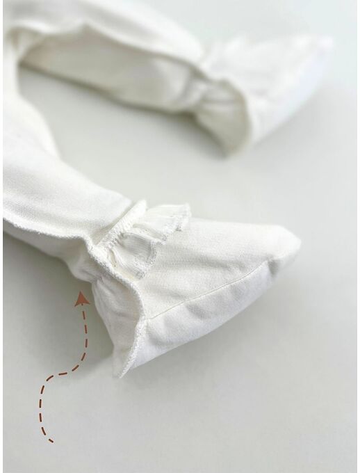 Нательный теплый хлопковый комбинезон Bebo с рюшами - слип из тонкого футера с начесом с закрытыми ножками и антицарапками Термобелье для новорожденного