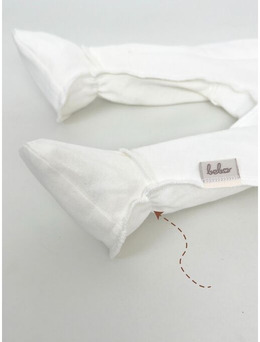 Теплый слип для новорожденного из футера с антицарапками, Молочный