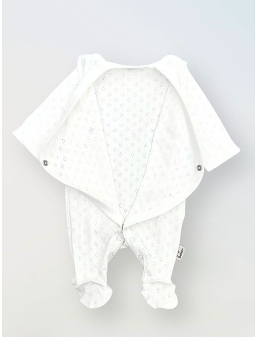 Слип ажурный с антицарапками для новорожденного, МолочныйСлип ажурный с антицарапками для новорожденного, Молочный