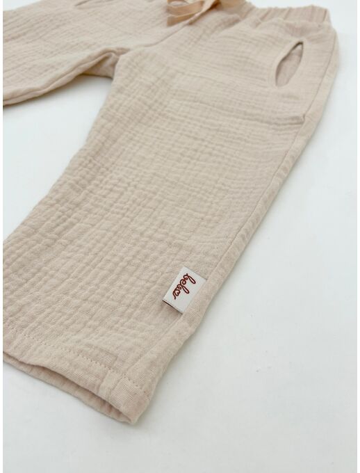 Штанишки с карманами из муслина, цвет Светло-бежевый