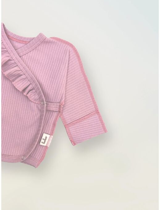 Распашонка в рубчик для новорожденных на кнопках, ЛиловыйРаспашонка в рубчик для новорожденных на кнопках, Лиловый