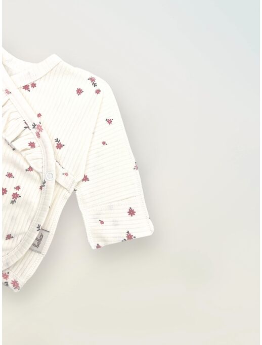 Распашонка в рубчик для новорожденных на кнопках, Букетики