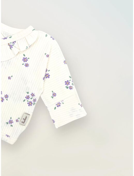 Распашонка в рубчик для новорожденных на кнопках, Незабудки