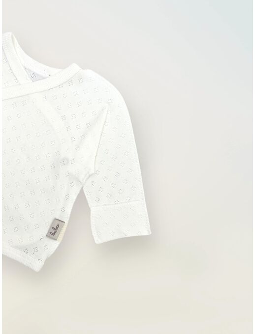 Распашонка для новорожденных с антицарапками из ажура, Молочный