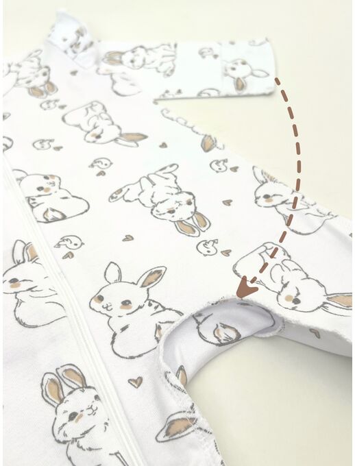 Комбинезон с рюшей по пройме и рюшей по лапкам, Зайчики и птички