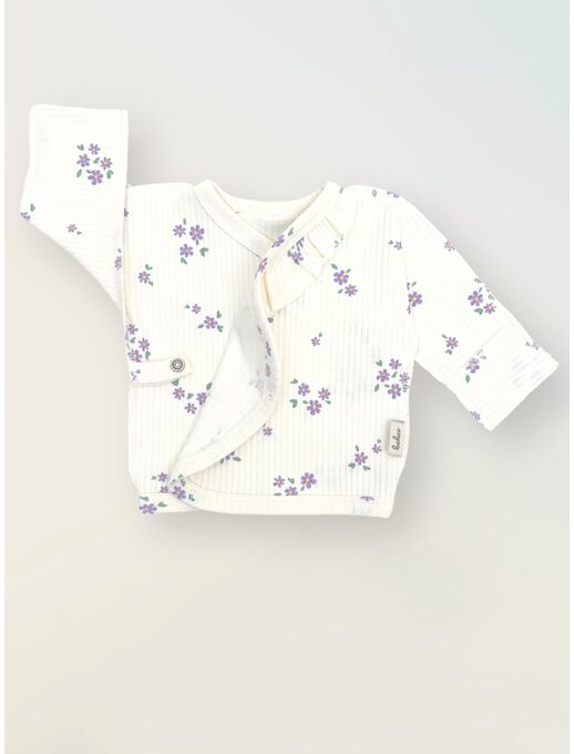 Распашонка в рубчик для новорожденных на кнопках, Незабудки