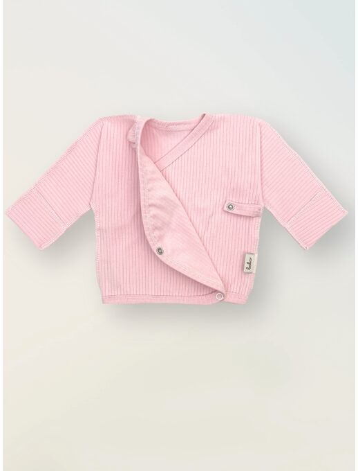 Распашонка в рубчик для новорожденных на кнопках, Чайная роза