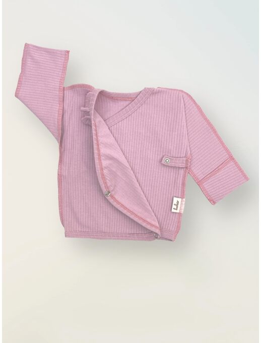 Распашонка в рубчик для новорожденных на кнопках, Лиловый