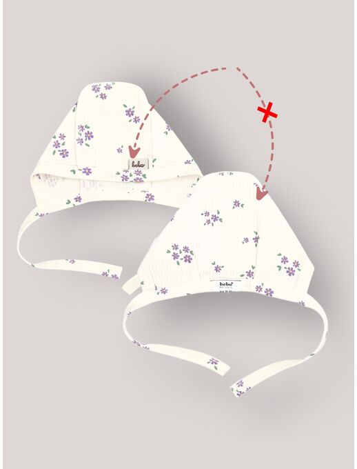 Чепчик Bebo в рубчик, шапочка для новорожденного, Незабудки