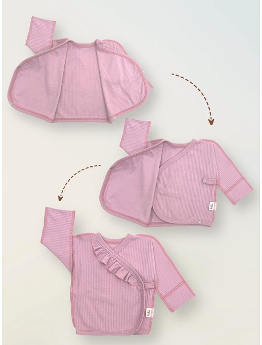 Распашонка в рубчик для новорожденных на кнопках, Лиловый