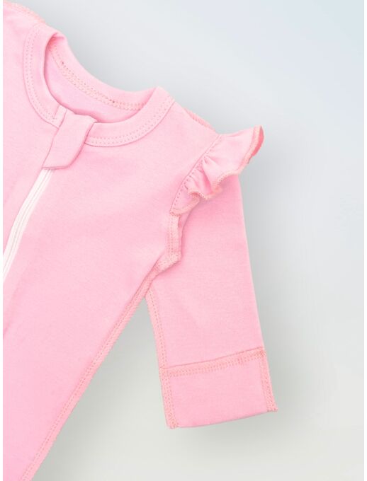 Комбинезон с рюшей по пройме и рюшей по лапкам, Розовый