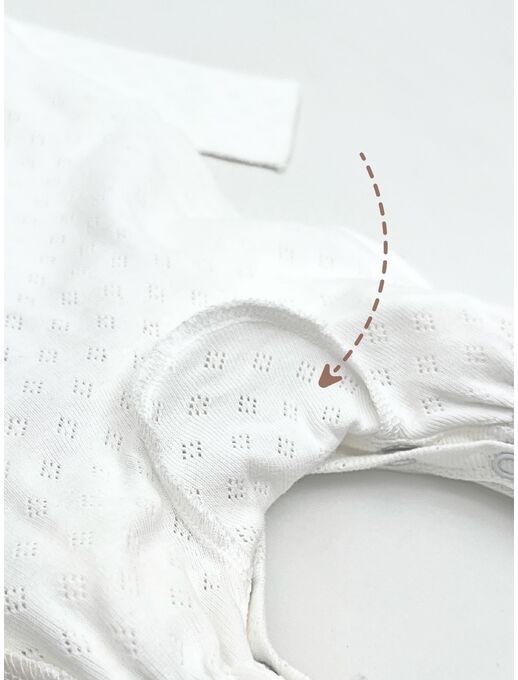 Слип ажурный с антицарапками для новорожденного, Молочный