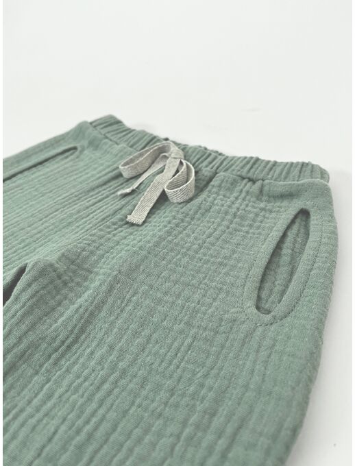 Штанишки с карманами из муслина, цвет Мятный